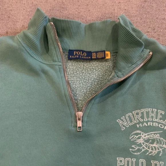 Polo by Ralph Lauren Aqua Quarter-Zip Sweatshirt - Picture 2 of 8